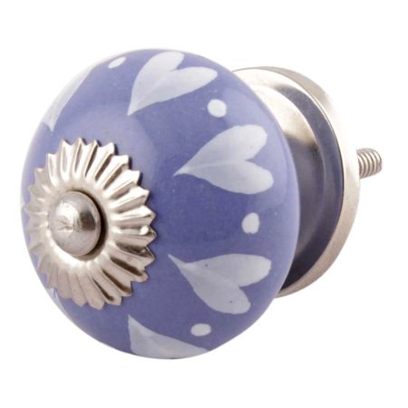Slate Blue Heart Ceramic Knobs