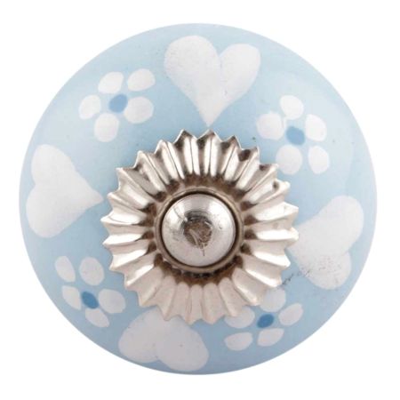 Turquoise Heart Ceramic Floral Knobs