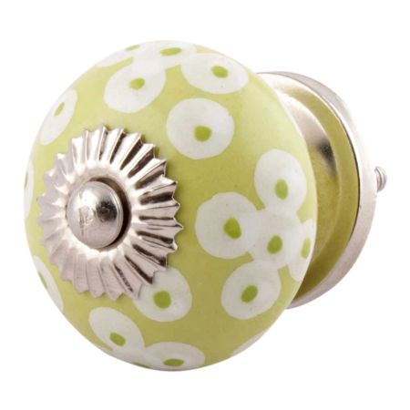 Lime Green Floral Ceramic Knobs Online