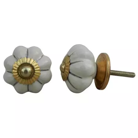 Cream Silver Medium Knob