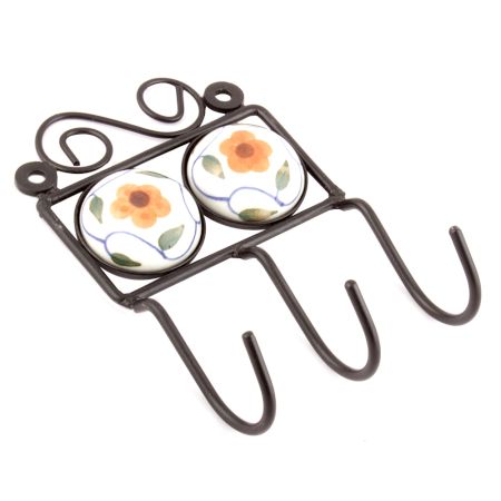White Green Leaf Floral Ceramic Tiles Hooks Online