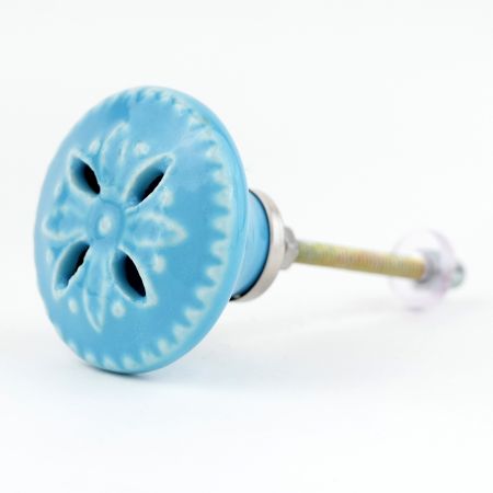 Turquoise Flower Ceramic Cabinet Knobs Online