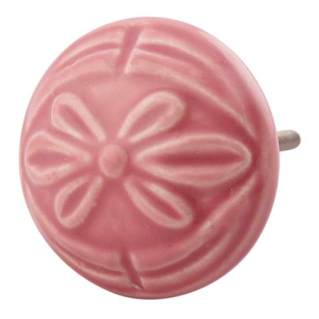 Pink Anemone Ceramic Flower Drawer Knobs