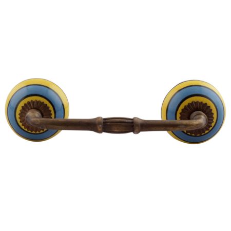Turquoise And Yellow Striped Ceramic Bridge Handles