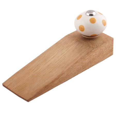 Mustard Dotted Ceramic Floral Door Stopper