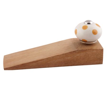 Mustard Dotted Ceramic Floral Door Stopper