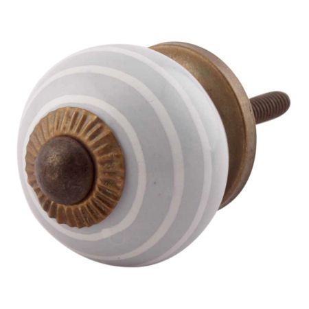 Grey Striped Small Ceramic Drawer Knobs