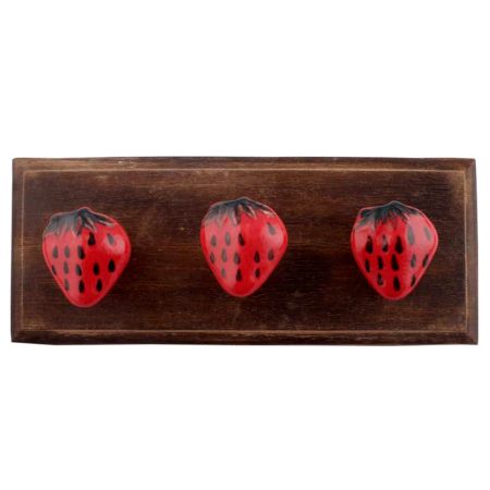 Strawberry Ceramic Wooden Hooks