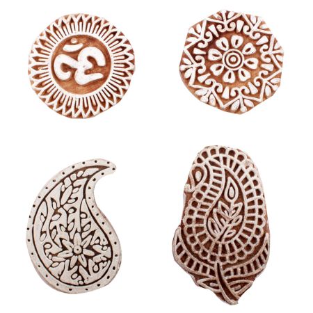 Set of 4 Piece New Mix Wooden Printing Block