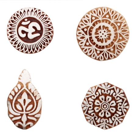Set of 4 Piece New Mix Wooden Printing Block