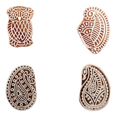Set of 4 Piece New Mix Wooden Printing Block