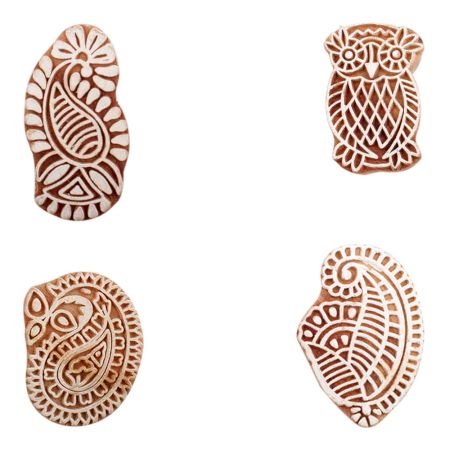 Set of 4 Piece New Mix Wooden Printing Block