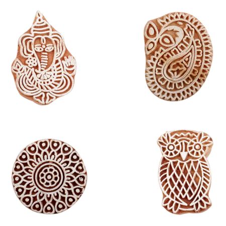 Set of 4 Piece New Mix Wooden Printing Block