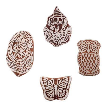 Set of 4 Piece New Mix Wooden Printing Block