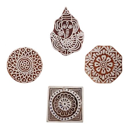 Set of 4 Piece New Mix Wooden Printing Block