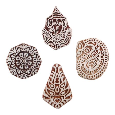 Set of 4 Piece New Mix Wooden Printing Block