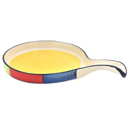 Ceramic Pan Shaped Hand Painted Serving Plate 