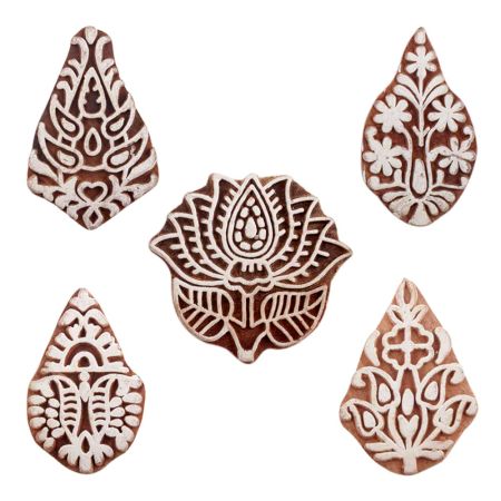 Set of 5 Piece New Mix Wooden Printing Blocks