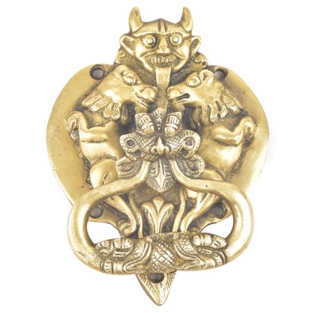 Vintage Heavy Solid Brass Mythical Double Demon Door Knocker