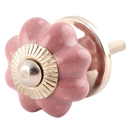 Solid Lavender Small Ceramic Melon Drawer Knob
