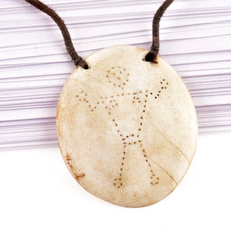 Single Engraved Figure Pendant With Black Cord