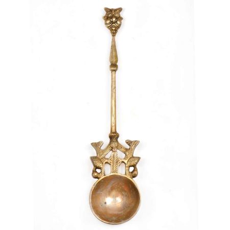 Hand Crafted Engraved Brass Puja Holy Water Spoon