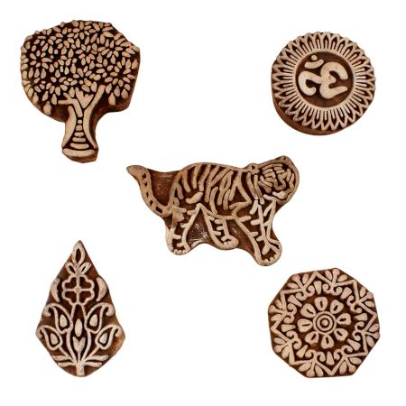 Set of 5 Piece New Mix Wooden Printing Blocks