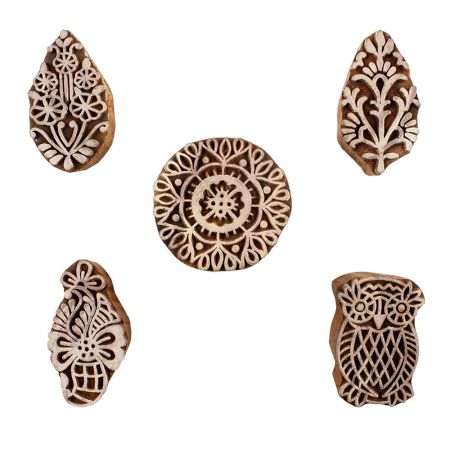 Set of 5 Piece New Mix Wooden Printing Blocks
