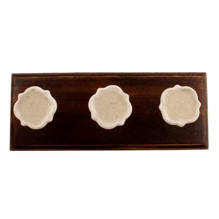White Solid Ceramic Wooden Hook