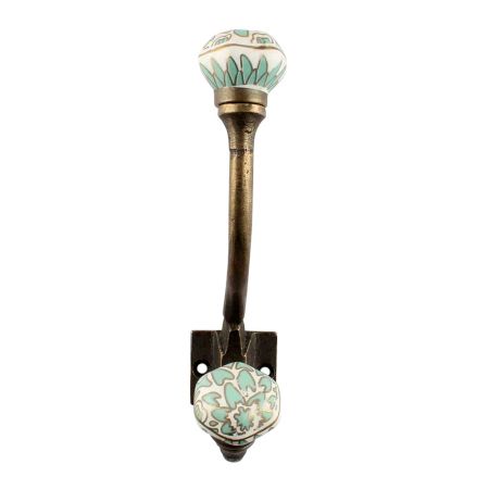 Sea Green Hexagon Small Ceramic Iron Hook