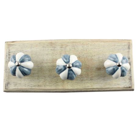 Grey And White Ceramic Melon Wooden Hook 