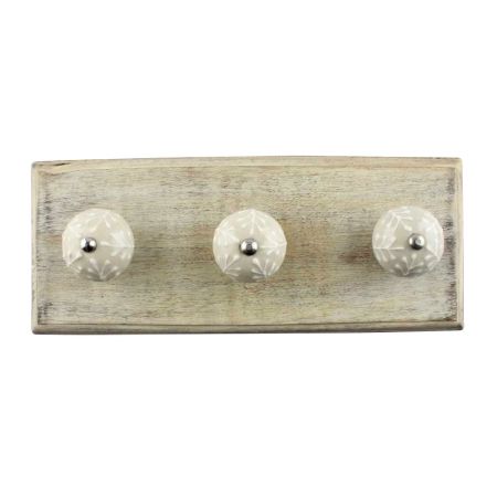 Cream Leaf Ceramic Wooden Hook 