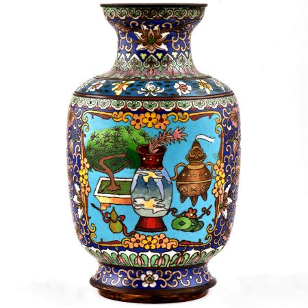Vintage Blue Elephant CloisonnÃ© Enamel Jar