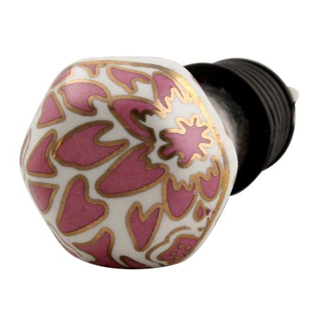 Pink Hexagon Small Ceramic Wine Stopper
