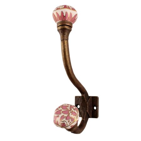 Pink Hexagon Small Ceramic Iron Hook