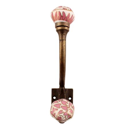 Pink Hexagon Small Ceramic Iron Hook