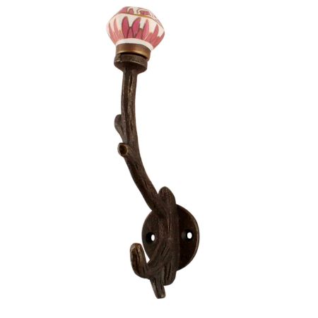 Pink Hexagon Small Ceramic Tree Hook