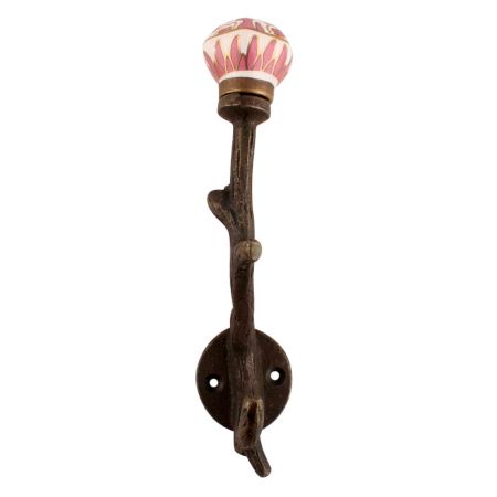 Pink Hexagon Small Ceramic Tree Hook