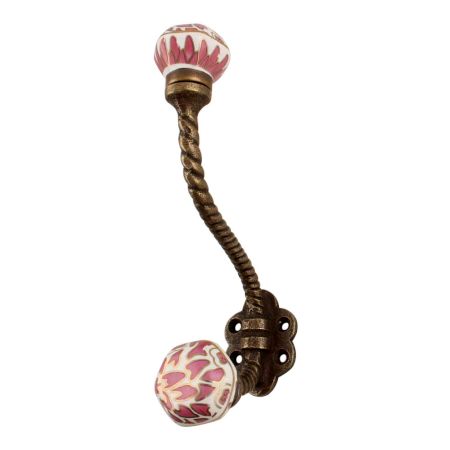 Pink Hexagon Small Ceramic Iron Hooks