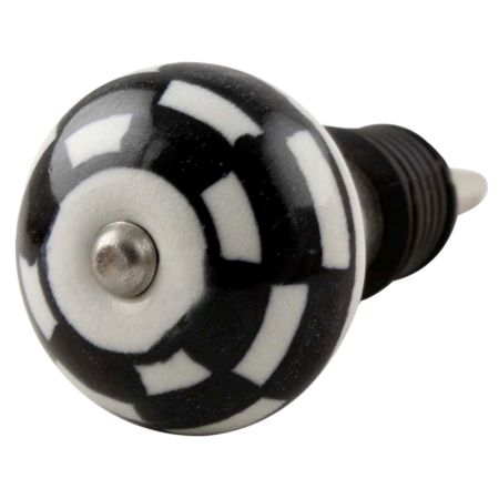 Black And White Ceramic Floral Wine Stopper 