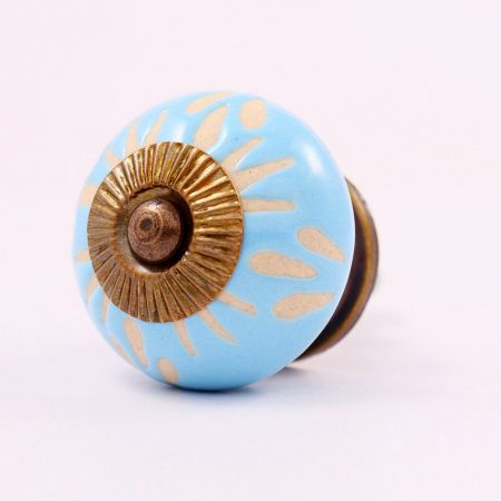 Turquoise Etched Ceramic Knob 39