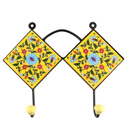 Turquoise Wheel Flower Ceramic Tiles Hook Online 