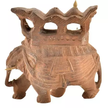 Rare Hand Carved Wooden Elephants Statue