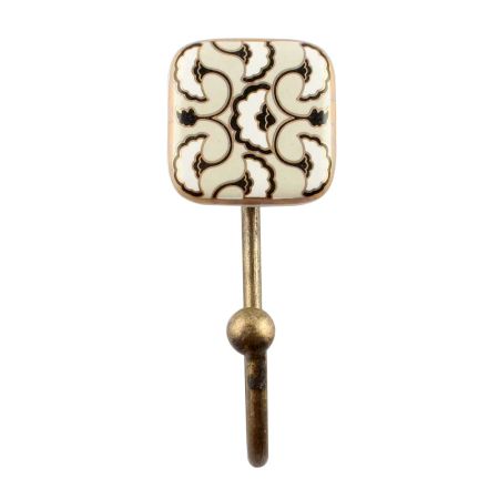 Black Sea Shell Square Ceramic Wall Hook