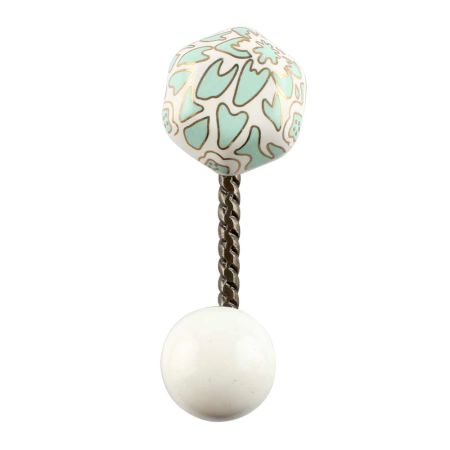 Sage Green Hexagon Ceramic Wall Hook in Antique Fitting 
