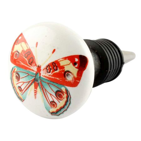 Multicolor Butterfly Ceramic Wine Stopper