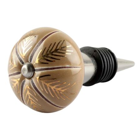 Golden Leaf Ceramic Floral Wine Stopper