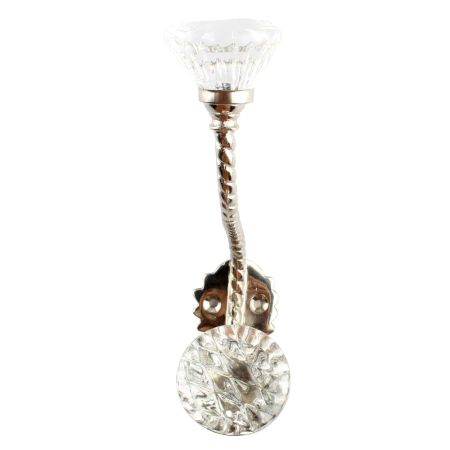 Clear Cut Oval Shape Glass Brass Hook