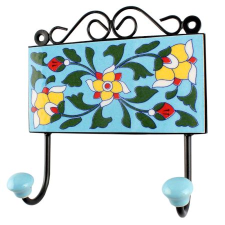 Forest Green Leaf Ceramic Tile Hook