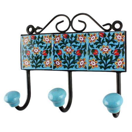 Forest Green Leaf Ceramic Tile Hook